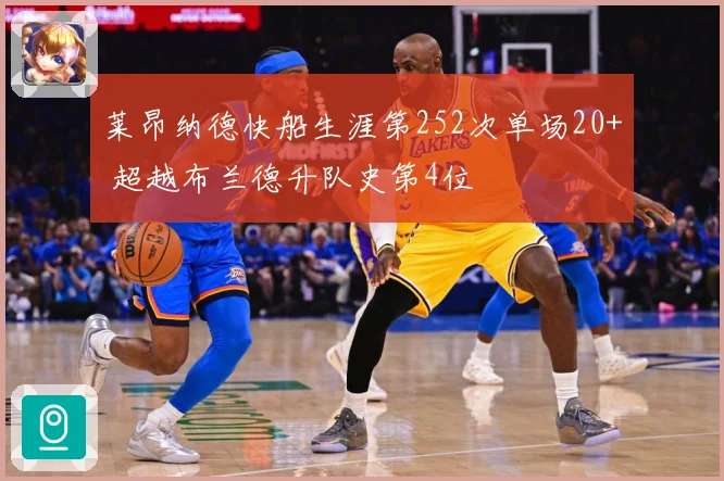 莱昂纳德快船生涯第252次单场20+ 超越布兰德升队史第4位